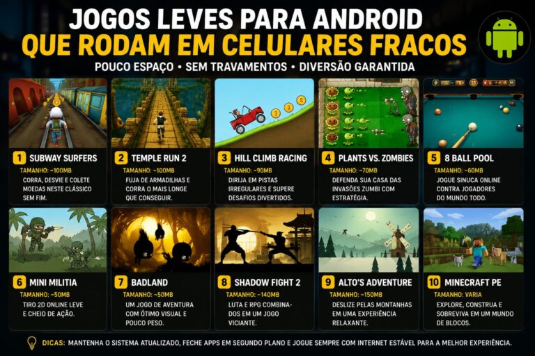 Jogos leves para Android que rodam em celulares fracos