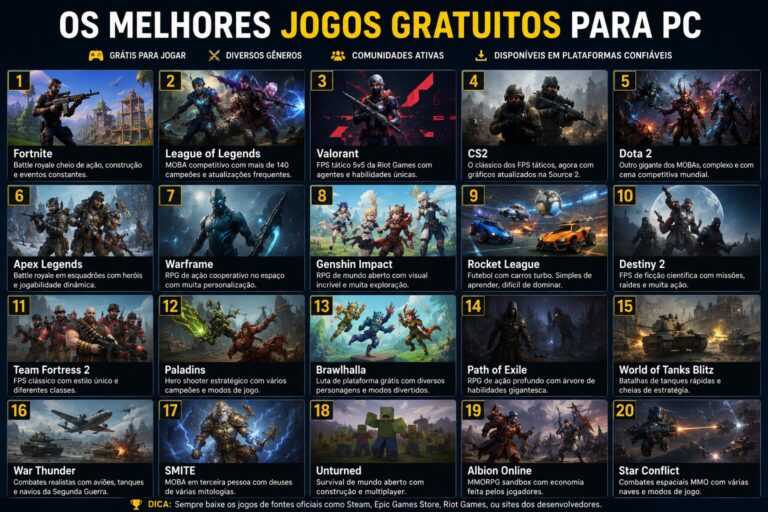 Os melhores jogos gratuitos para PC em 2026