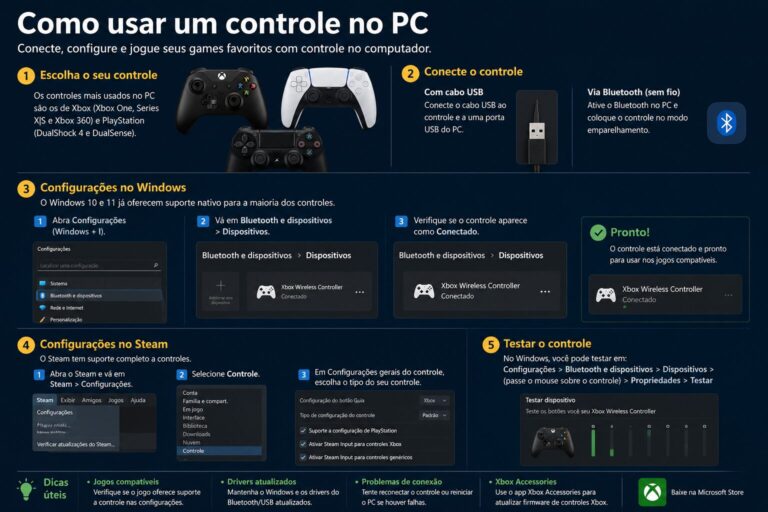 Como usar um controle no PC