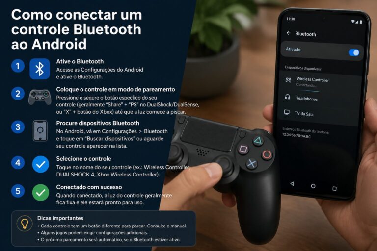 Como conectar um controle Bluetooth ao Android