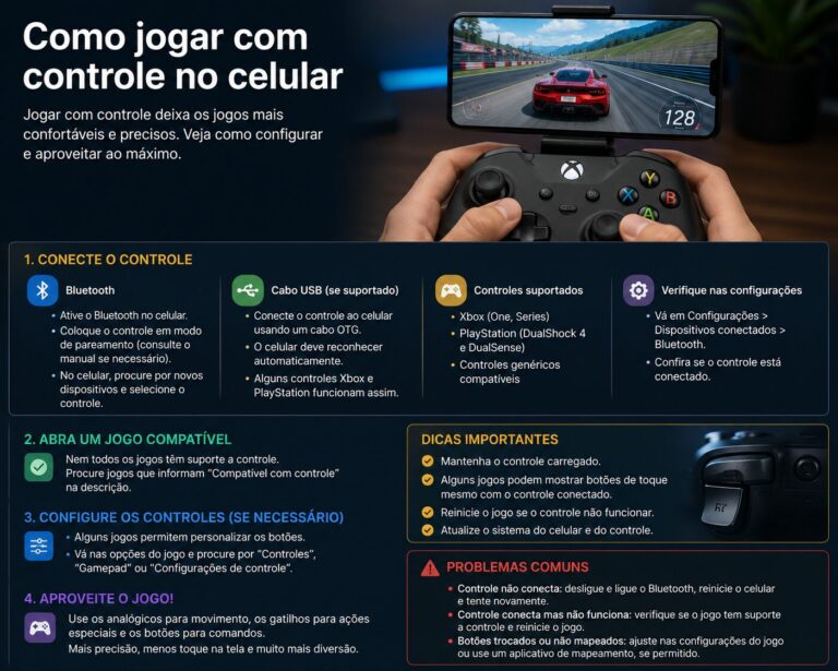Como jogar com controle no celular