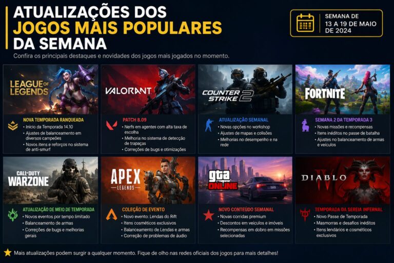 Atualizações dos jogos mais populares da semana